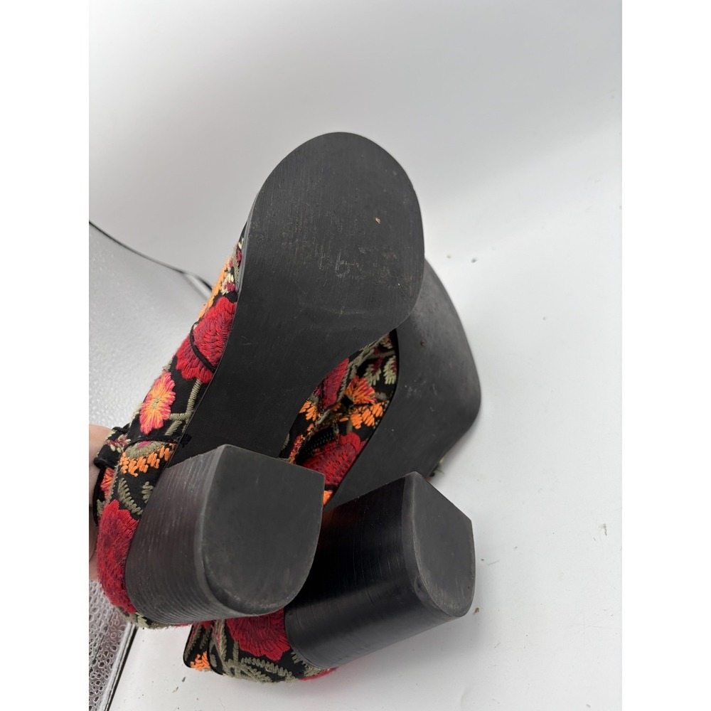 Crown Vintage Boots Womens Size 9.5 Black Embroidered Peep Toe Ankle Booties - Picture 5 of 7